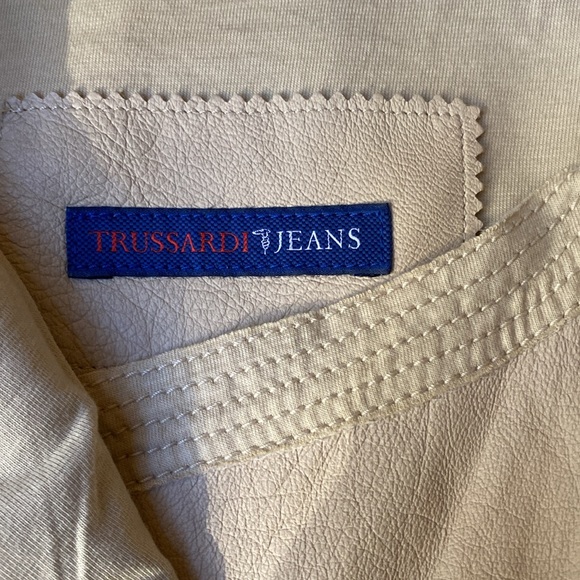 Trussardi Jeans lightweight zip leather jacket with cotton sleeves - Picture 6 of 8